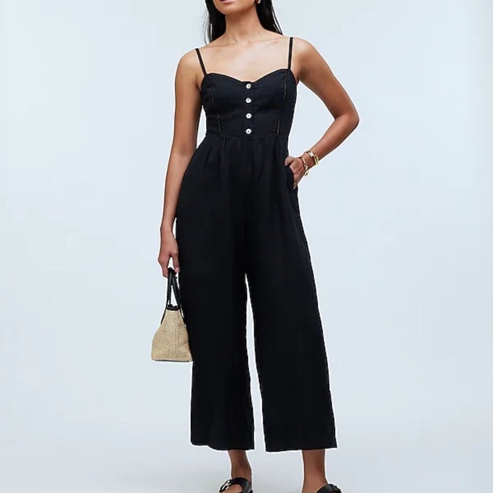 Madewell Sleeveless Wide-Leg Jumpsuit in 100% Linen NP077 Size 00